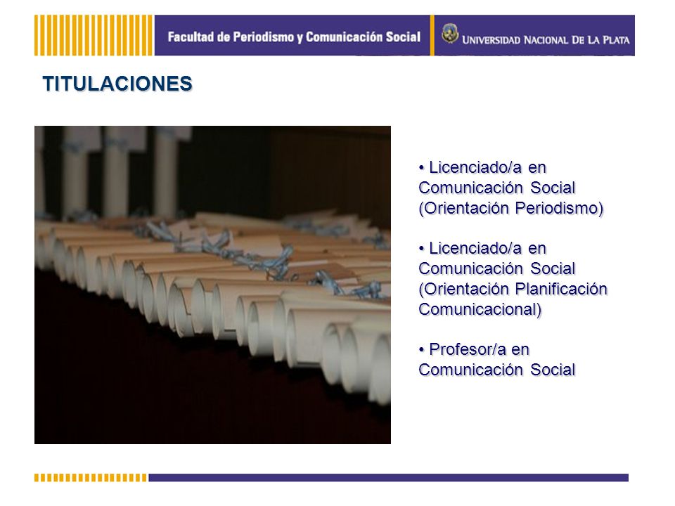 TITULACIONES Licenciado/a en Comunicación Social (Orientación Periodismo)