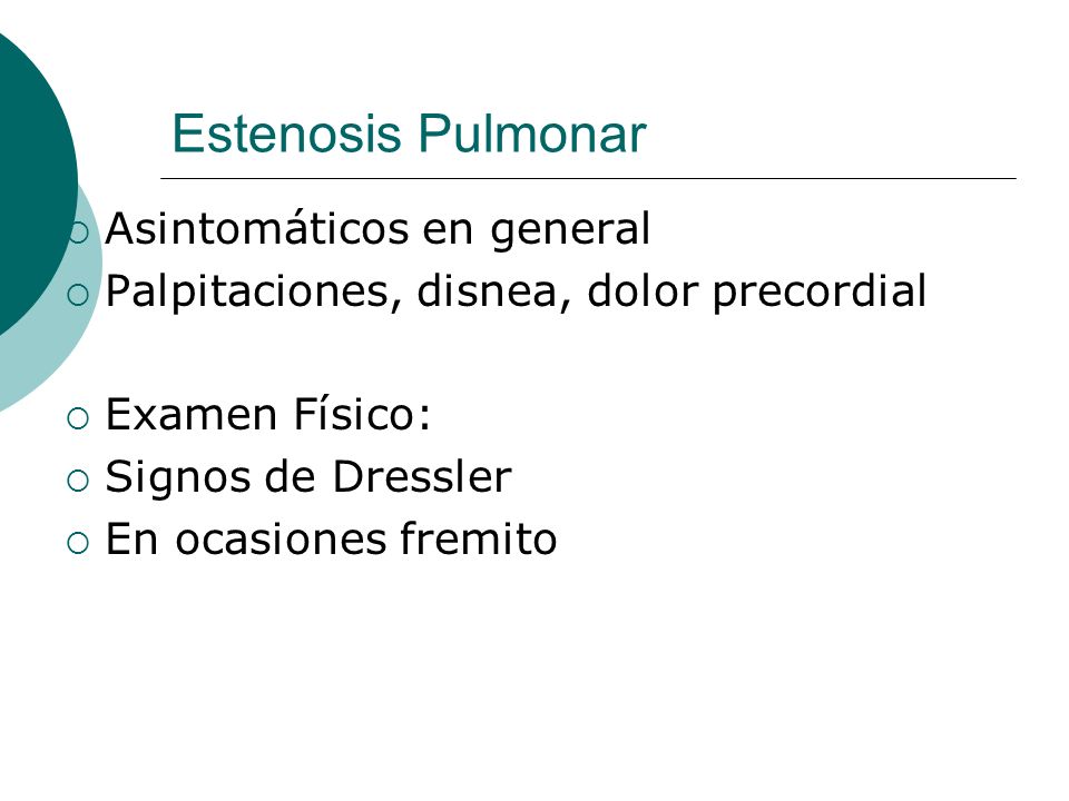 Estenosis Pulmonar Asintomáticos en general