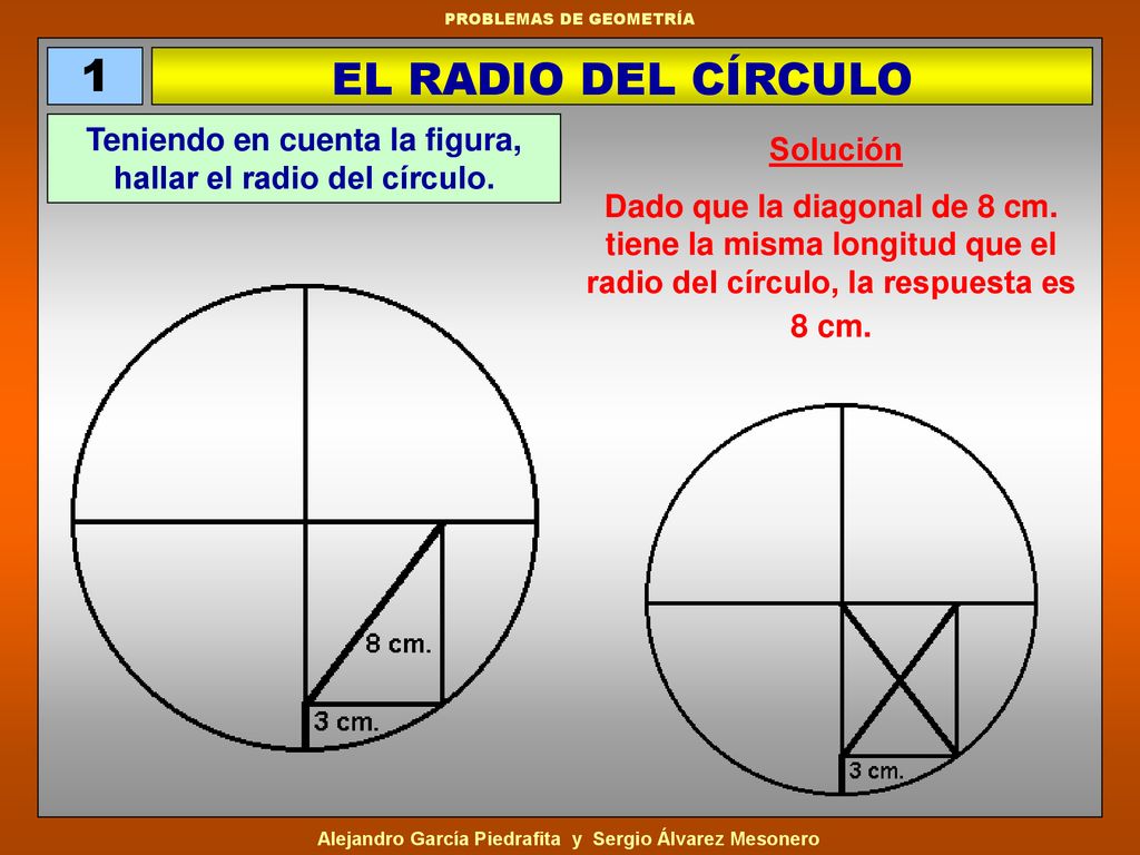 Teniendo en cuenta la figura, hallar el radio del círculo.
