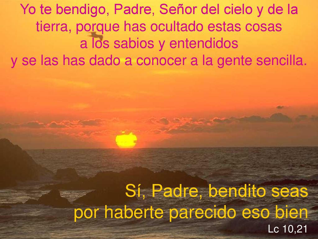 Sí, Padre, bendito seas por haberte parecido eso bien Lc 10,21
