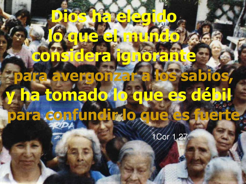 Dios ha elegido lo que el mundo considera ignorante para avergonzar a los sabios, y ha tomado lo que es débil para confundir lo que es fuerte 1Cor 1,27.