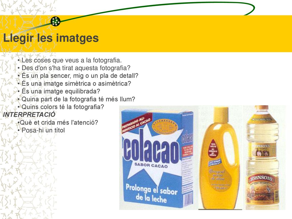 Llegir les imatges Les coses que veus a la fotografia.