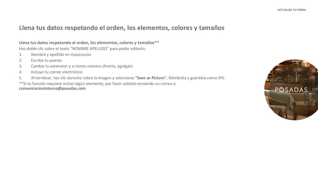 Llena tus datos respetando el orden, los elementos, colores y tamaños