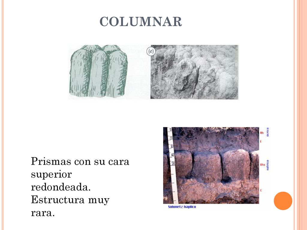 COLUMNAR Prismas con su cara superior redondeada. Estructura muy rara.
