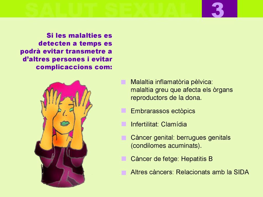 3 Si les malalties es detecten a temps es podrà evitar transmetre a d’altres persones i evitar complicaccions com:
