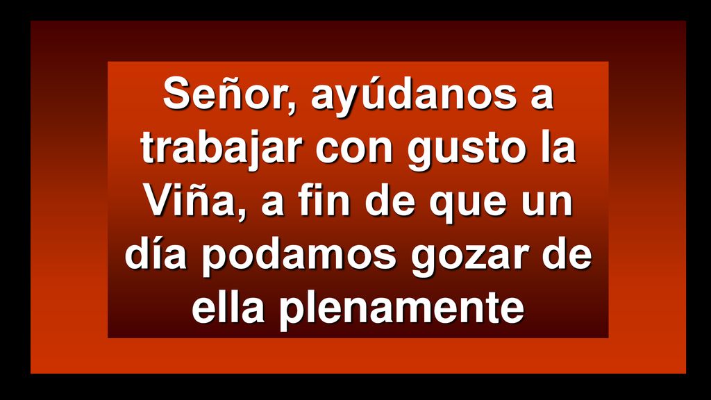Señor, ayúdanos a trabajar con gusto la Viña, a fin de que un día podamos gozar de ella plenamente