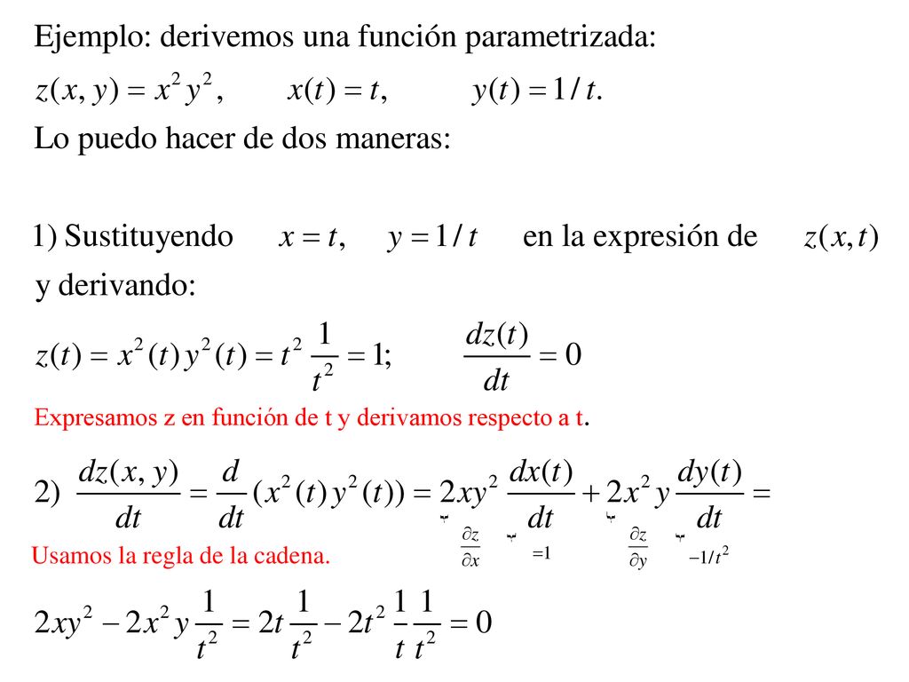 Expresamos z en función de t y derivamos respecto a t.