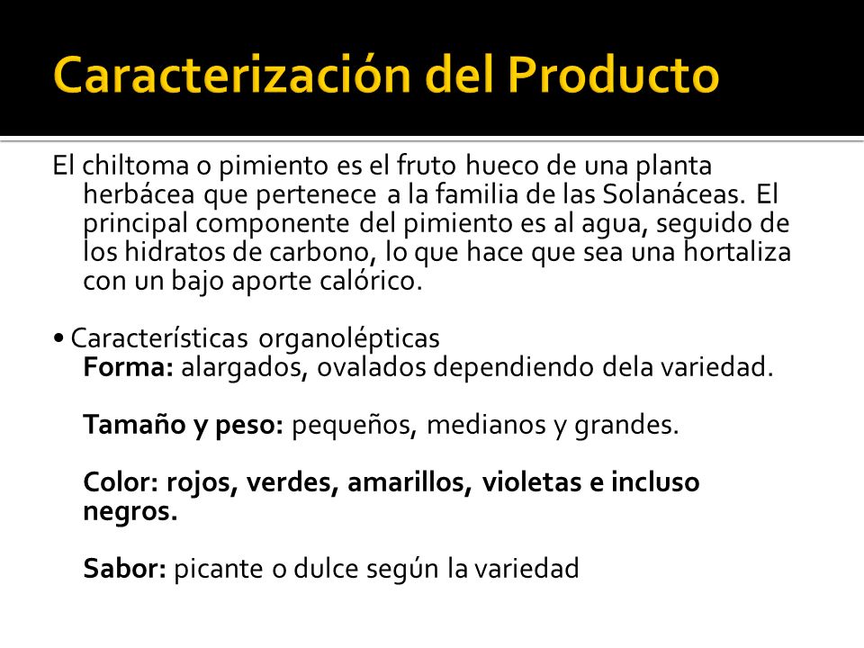 Caracterización del Producto