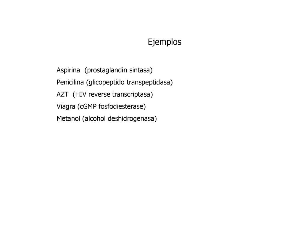 Ejemplos Aspirina (prostaglandin sintasa)