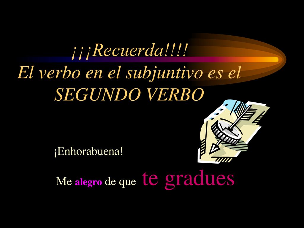 ¡¡¡Recuerda!!!! El verbo en el subjuntivo es el SEGUNDO VERBO