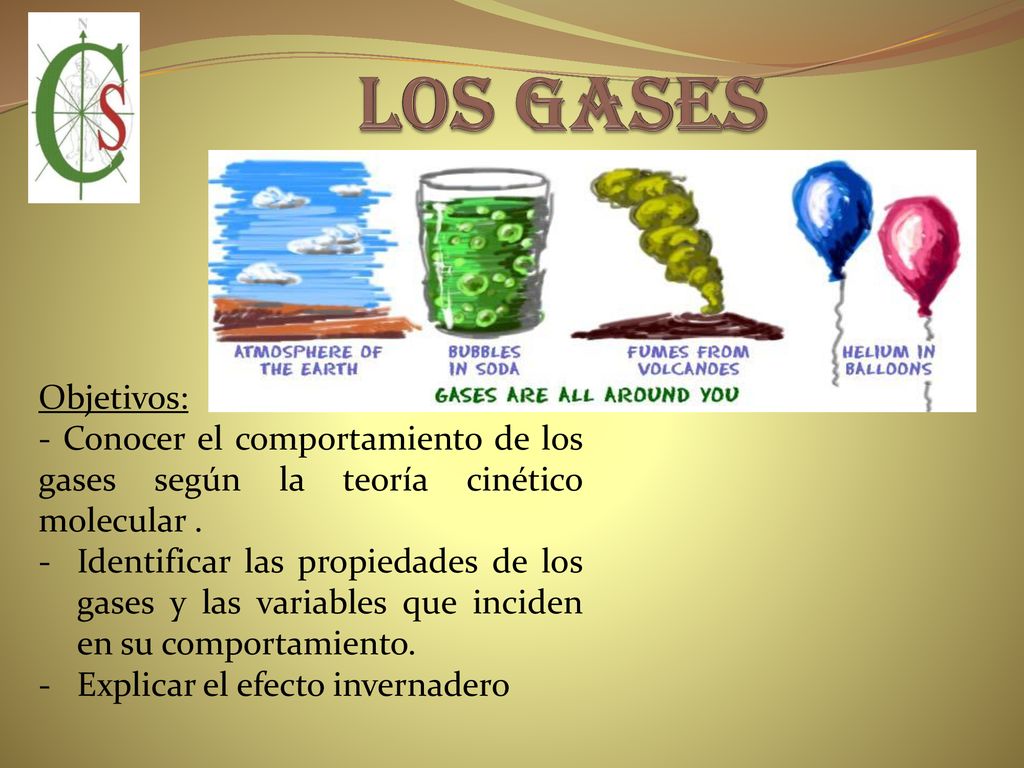 LOS GASES Objetivos: - Conocer el comportamiento de los gases según la teoría cinético molecular .