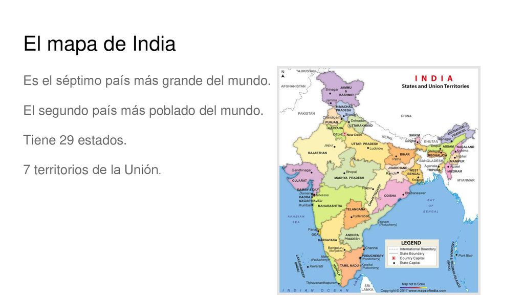 El mapa de India Es el séptimo país más grande del mundo.