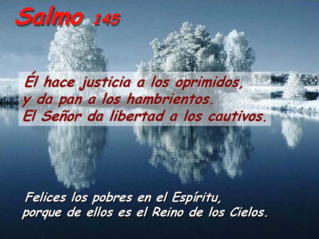 Salmo 145 Él hace justicia a los oprimidos, y da pan a los hambrientos. El Señor da libertad a los cautivos.