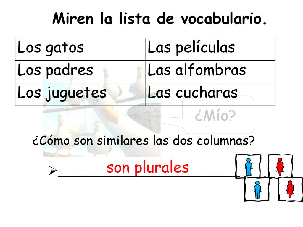 Miren la lista de vocabulario.