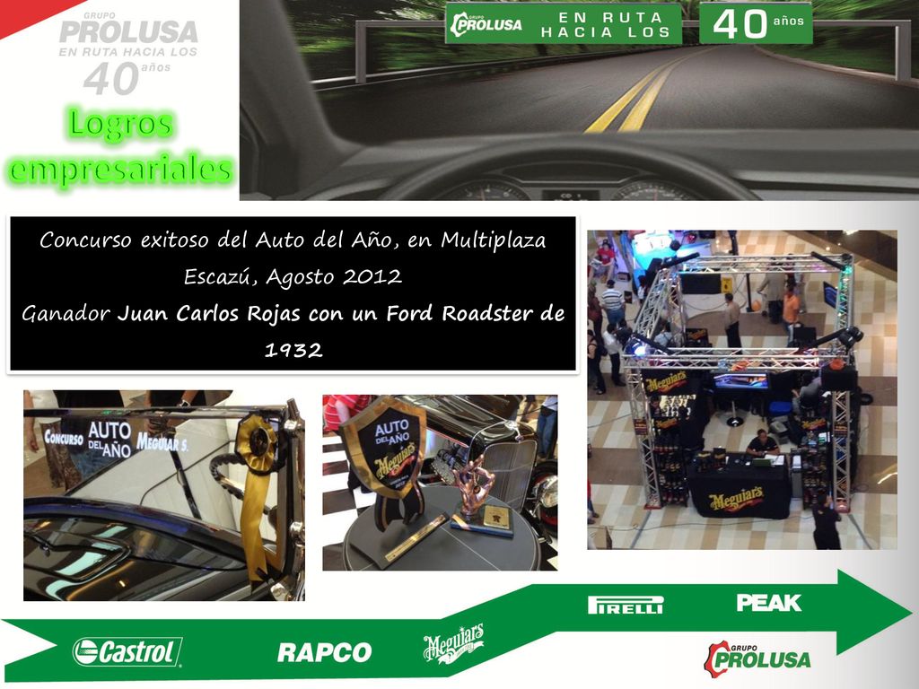 Logros empresariales Concurso exitoso del Auto del Año, en Multiplaza Escazú, Agosto 2012.
