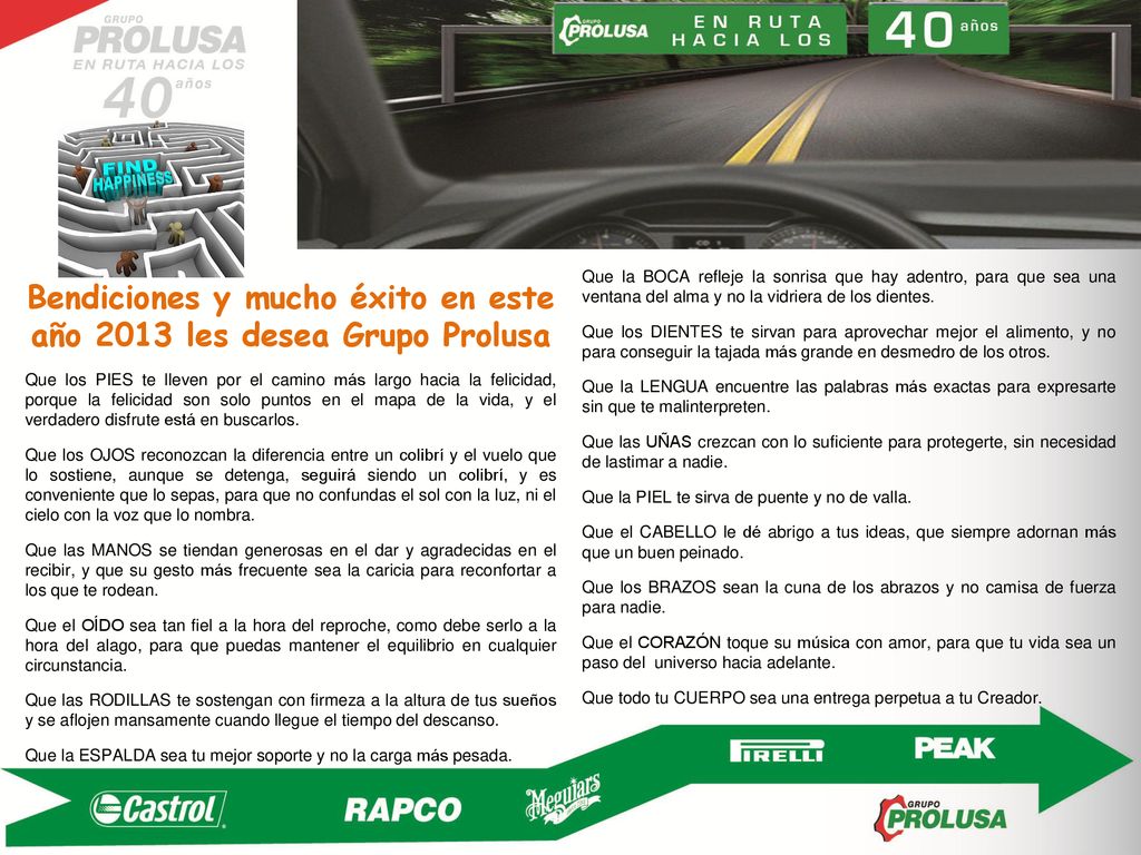 Bendiciones y mucho éxito en este año 2013 les desea Grupo Prolusa