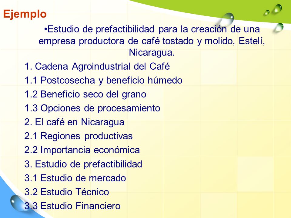 Ejemplo Estudio de prefactibilidad para la creación de una empresa productora de café tostado y molido, Estelí, Nicaragua.