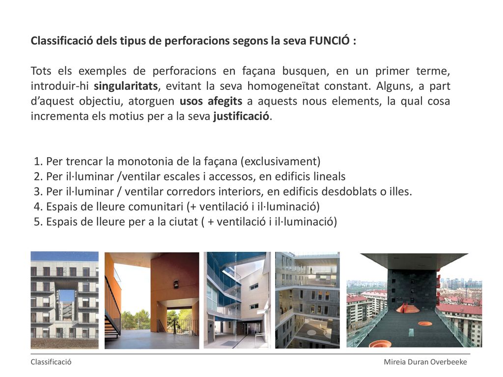 Classificació dels tipus de perforacions segons la seva FUNCIÓ :