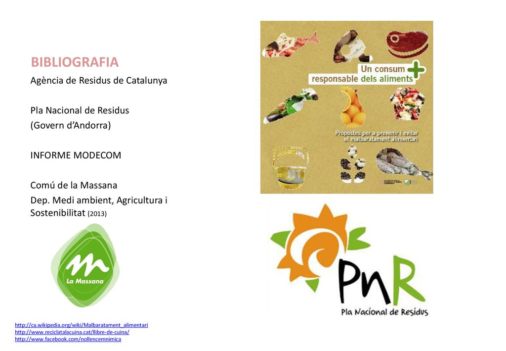 BIBLIOGRAFIA Agència de Residus de Catalunya Pla Nacional de Residus