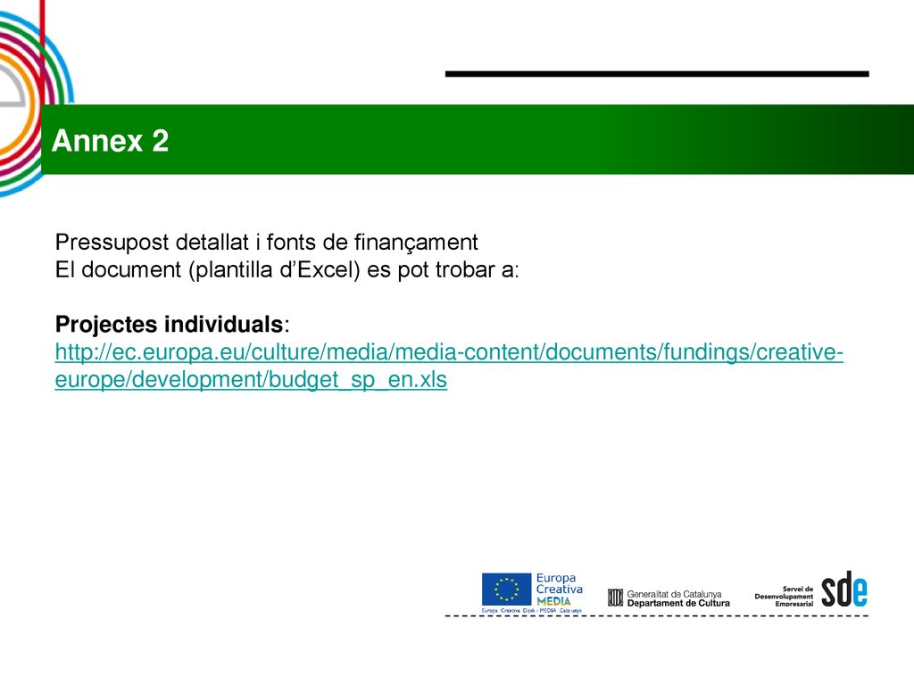 Annex 2 Pressupost detallat i fonts de finançament