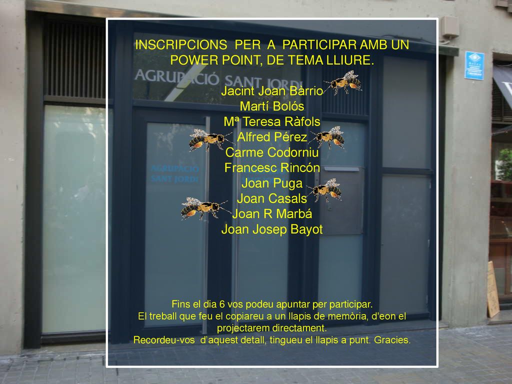 INSCRIPCIONS PER A PARTICIPAR AMB UN POWER POINT, DE TEMA LLIURE.
