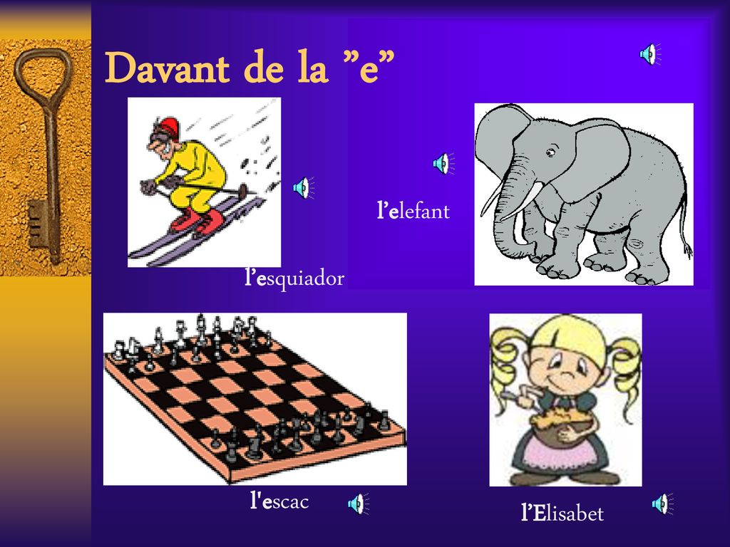 Davant de la e l’elefant l’esquiador l escac l’Elisabet