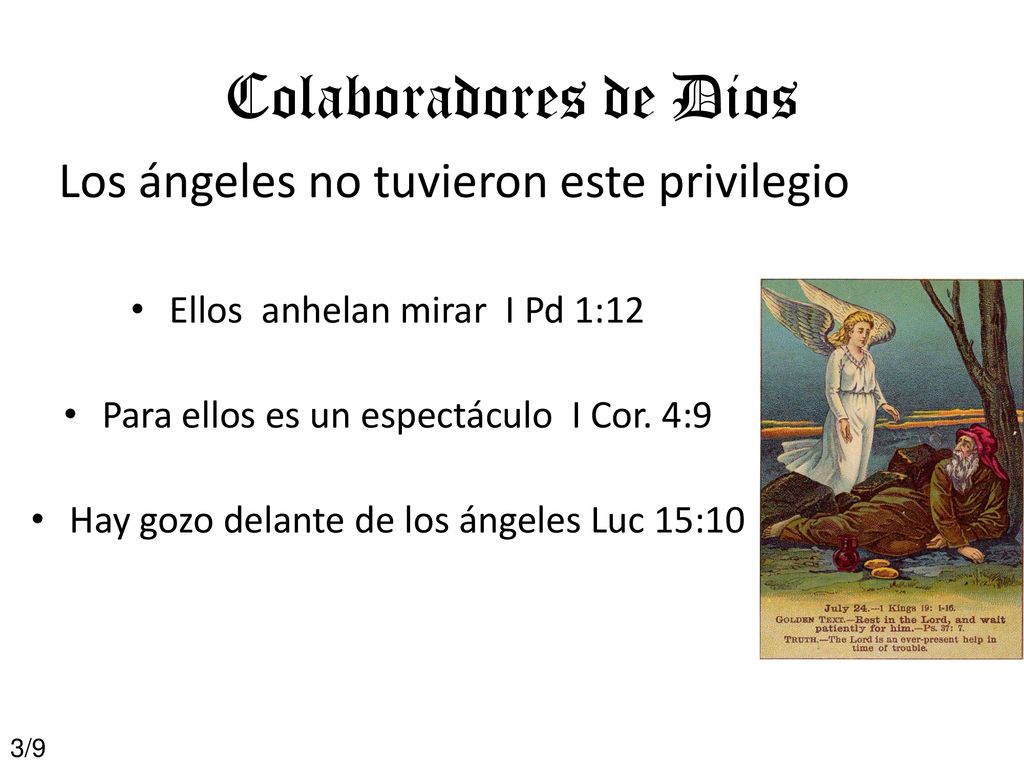 Colaboradores de Dios Los ángeles no tuvieron este privilegio