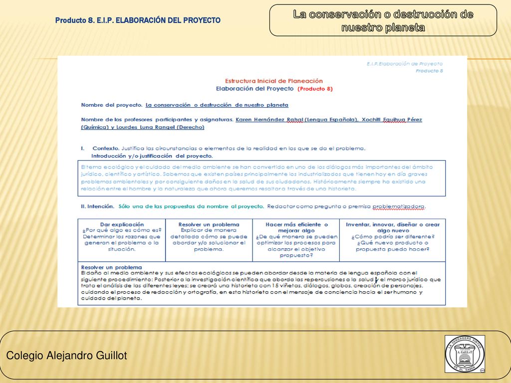 Producto 8. E.I.P. ELABORACIÓN DEL PROYECTO