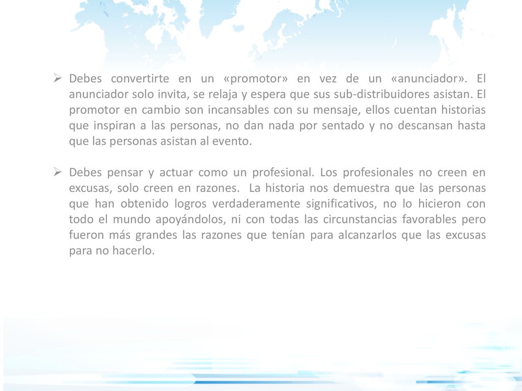 Debes convertirte en un «promotor» en vez de un «anunciador»