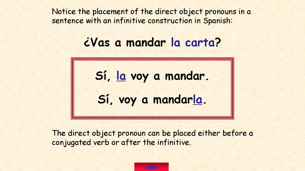 ¿Vas a mandar la carta Sí, la voy a mandar. Sí, voy a mandarla.