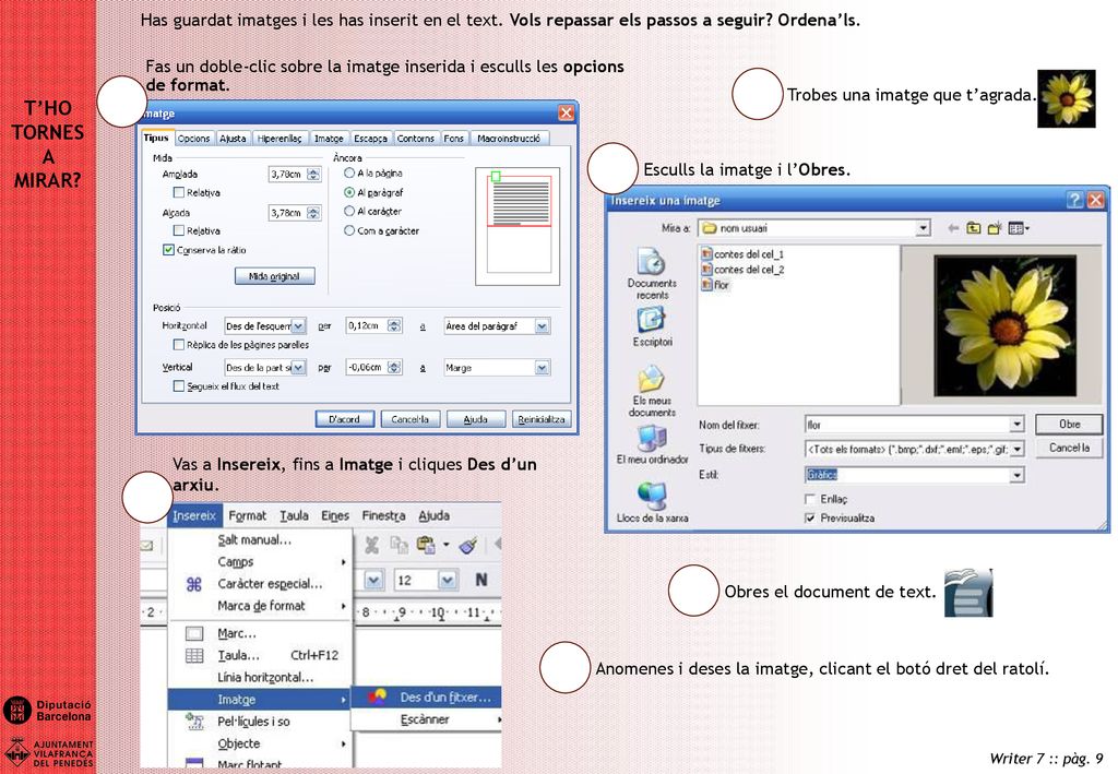 Has guardat imatges i les has inserit en el text
