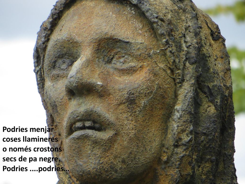Podries menjar coses llamineres o només crostons secs de pa negre. Podries ....podries…