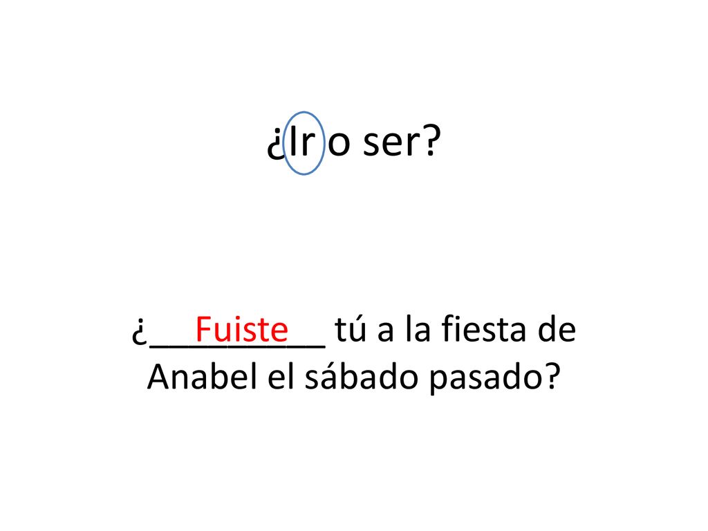 ¿_________ tú a la fiesta de Anabel el sábado pasado