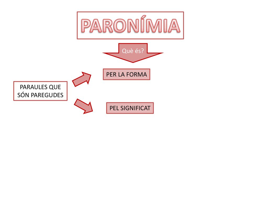 PARONÍMIA Què és PER LA FORMA PARAULES QUE SÓN PAREGUDES