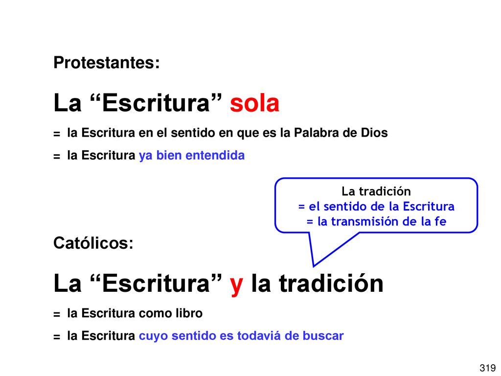 = el sentido de la Escritura = la transmisión de la fe