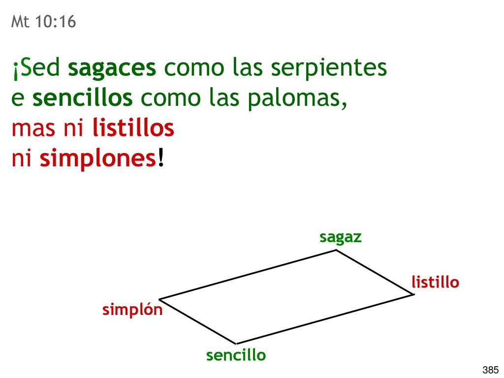 ¡Sed sagaces como las serpientes e sencillos como las palomas,