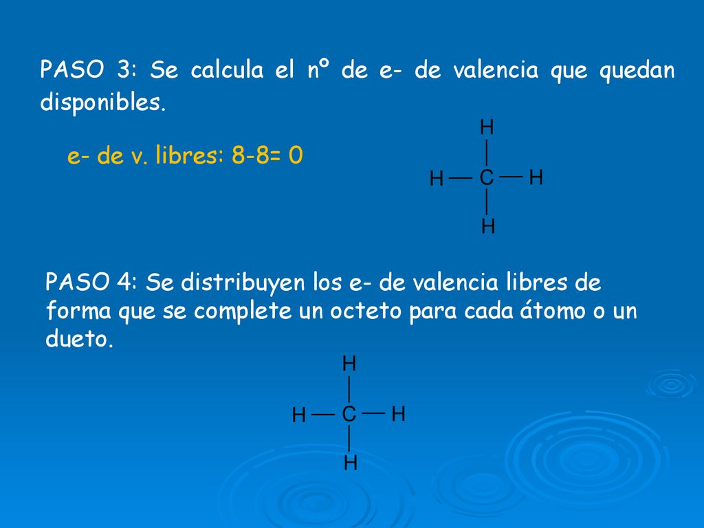PASO 3: Se calcula el nº de e- de valencia que quedan disponibles.