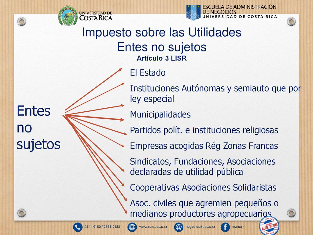 Impuesto sobre las Utilidades Entes no sujetos Artículo 3 LISR
