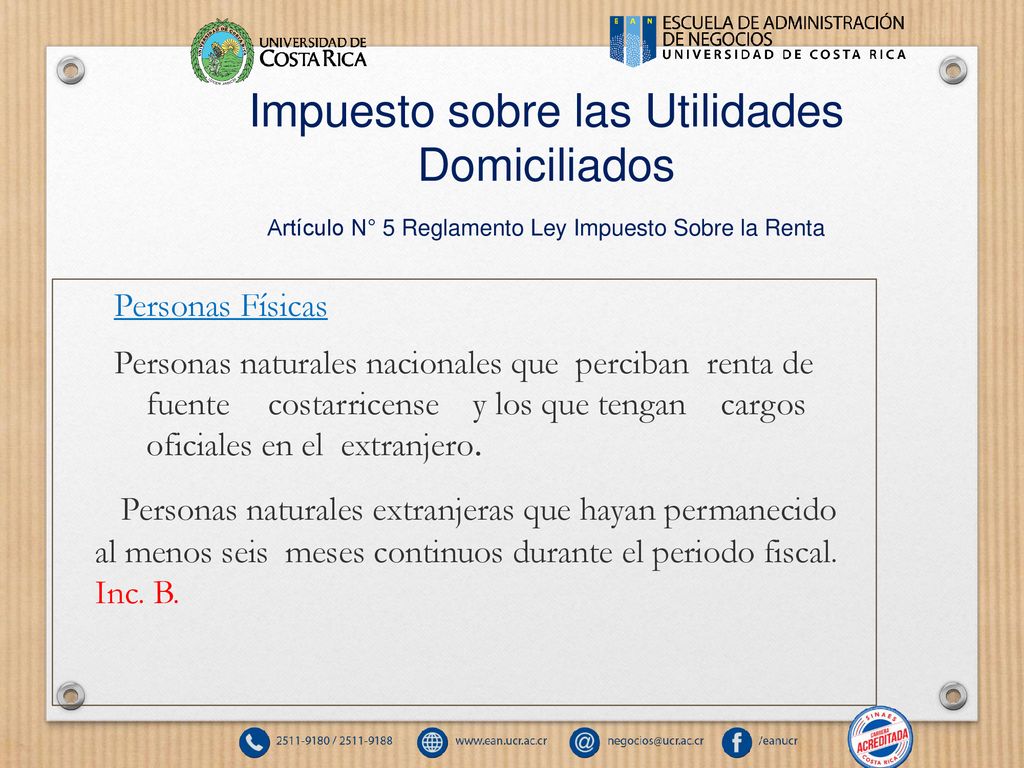 Impuesto sobre las Utilidades Domiciliados Artículo N° 5 Reglamento Ley Impuesto Sobre la Renta