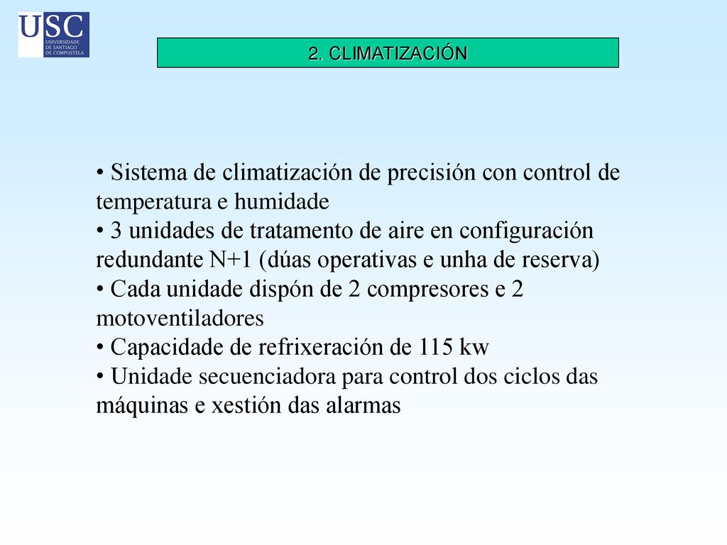 Cada unidade dispón de 2 compresores e 2 motoventiladores
