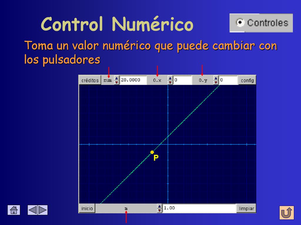 Control Numérico Toma un valor numérico que puede cambiar con los pulsadores