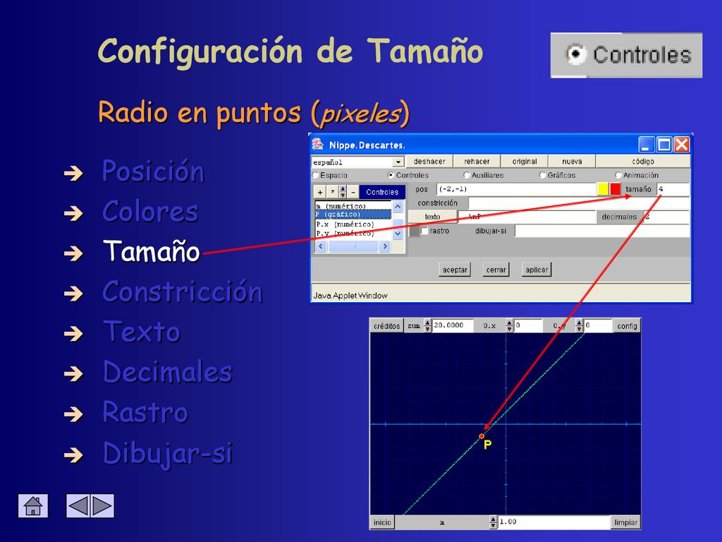 Configuración de Tamaño