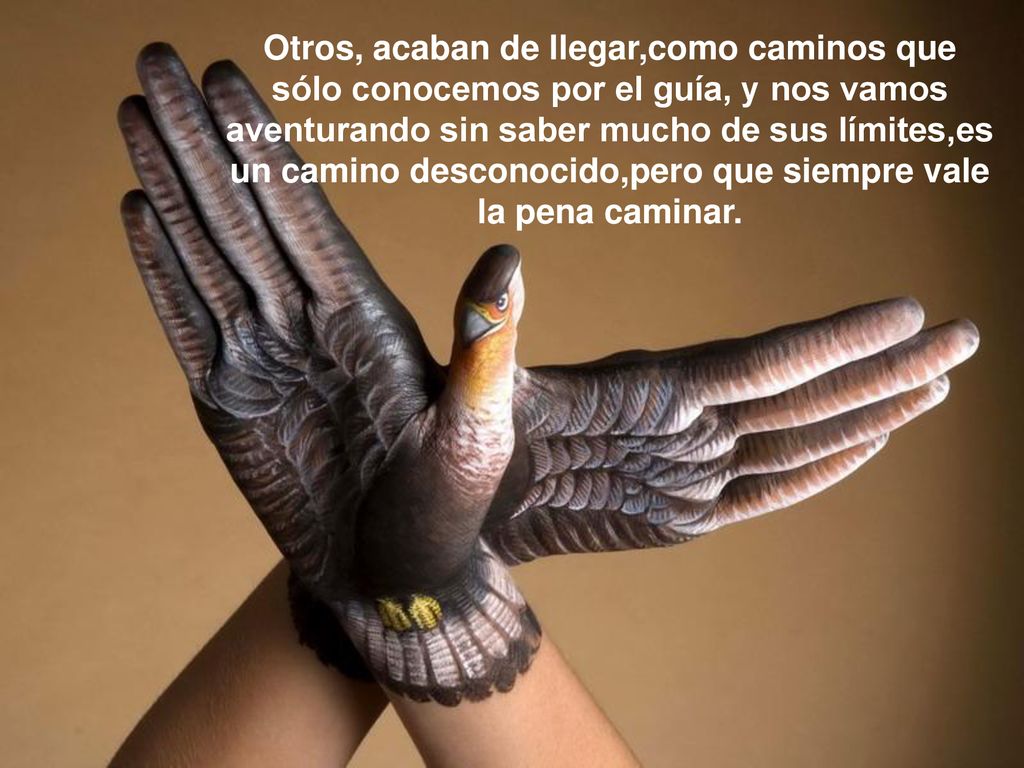 Otros, acaban de llegar,como caminos que sólo conocemos por el guía, y nos vamos aventurando sin saber mucho de sus límites,es un camino desconocido,pero que siempre vale la pena caminar.