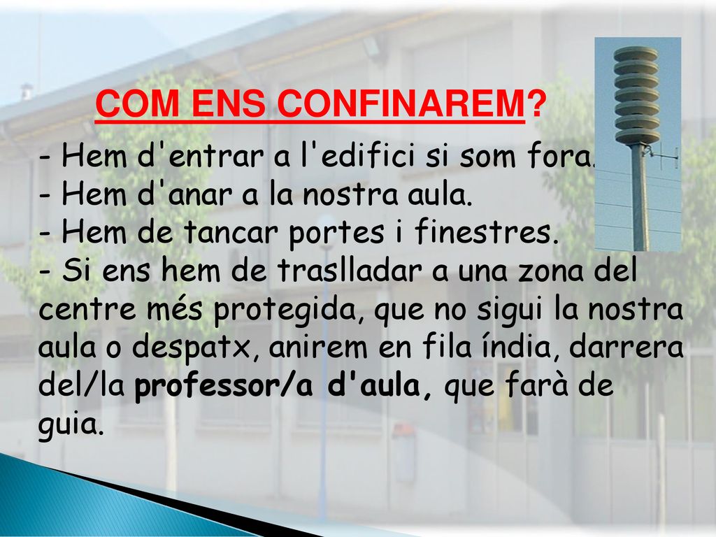 COM ENS CONFINAREM - Hem d entrar a l edifici si som fora.