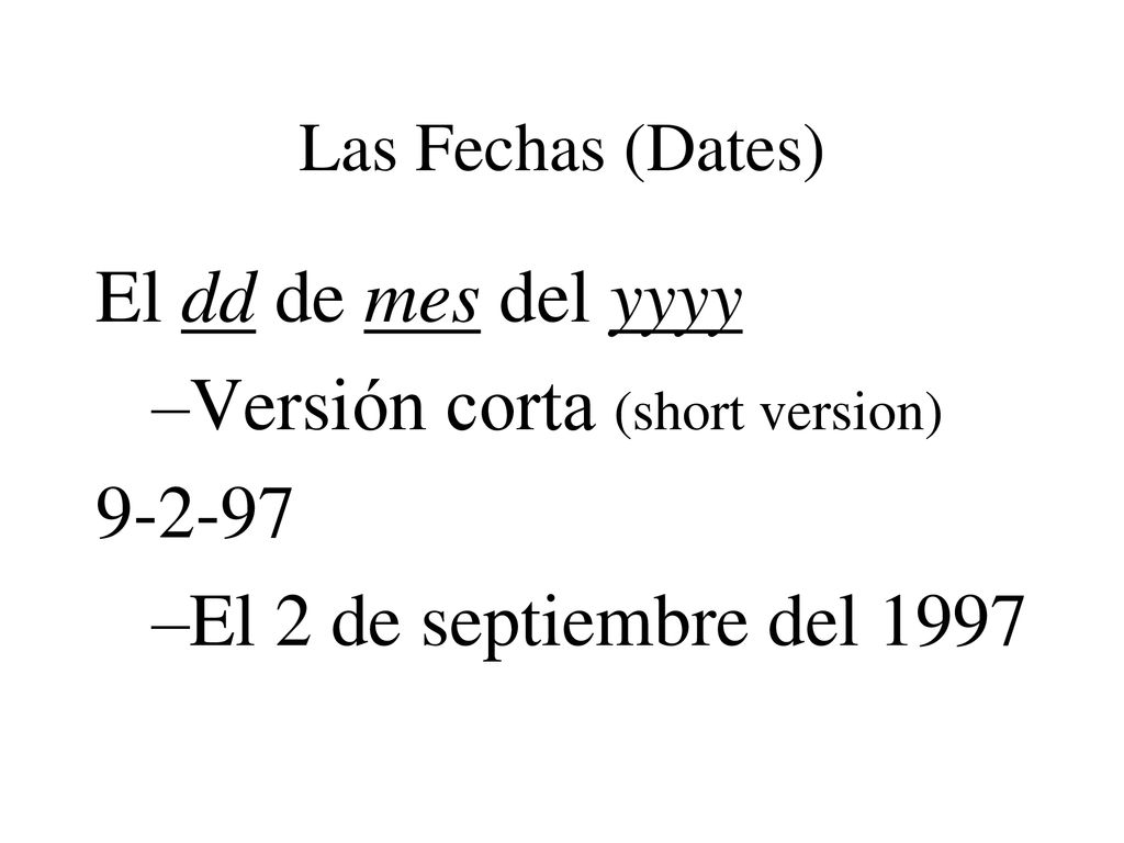 Versión corta (short version) El 2 de septiembre del 1997
