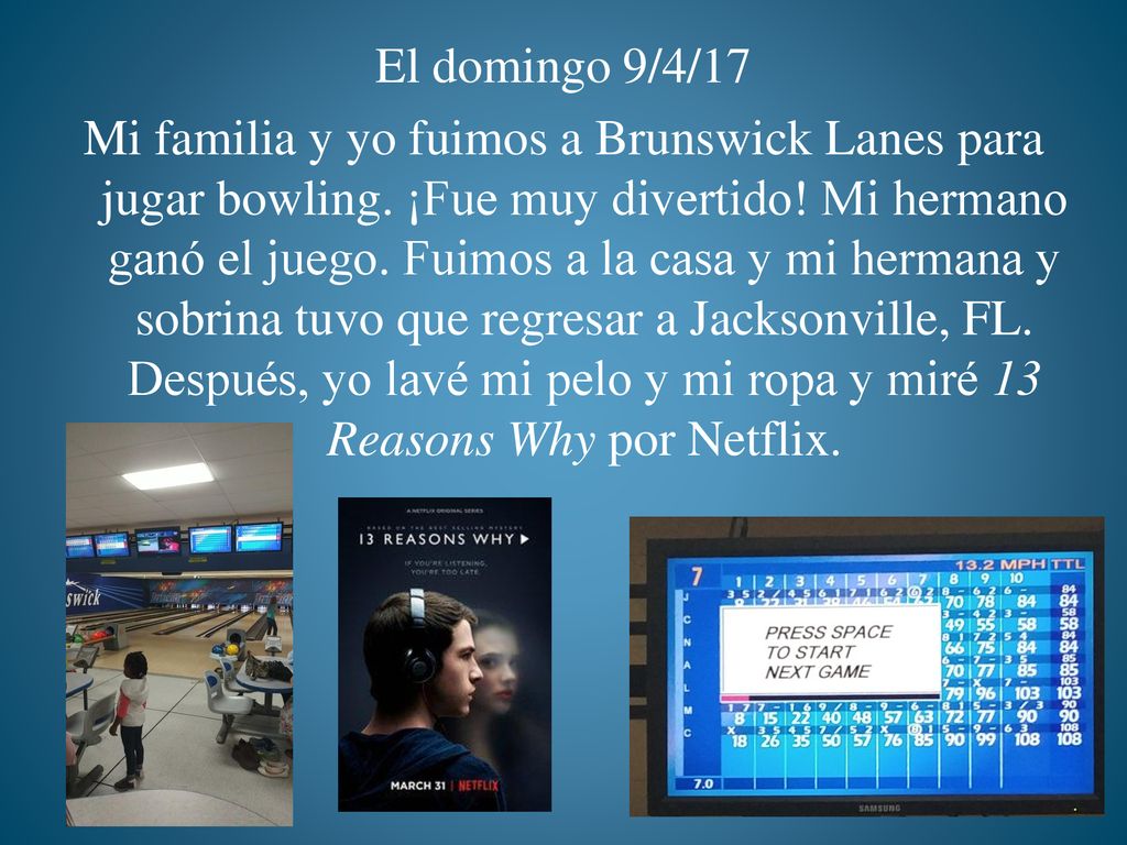 El domingo 9/4/17 Mi familia y yo fuimos a Brunswick Lanes para jugar bowling.