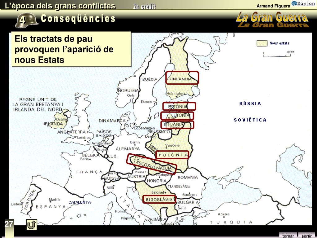 4 Conseqüències Els tractats de pau provoquen l’aparició de nous Estats 27