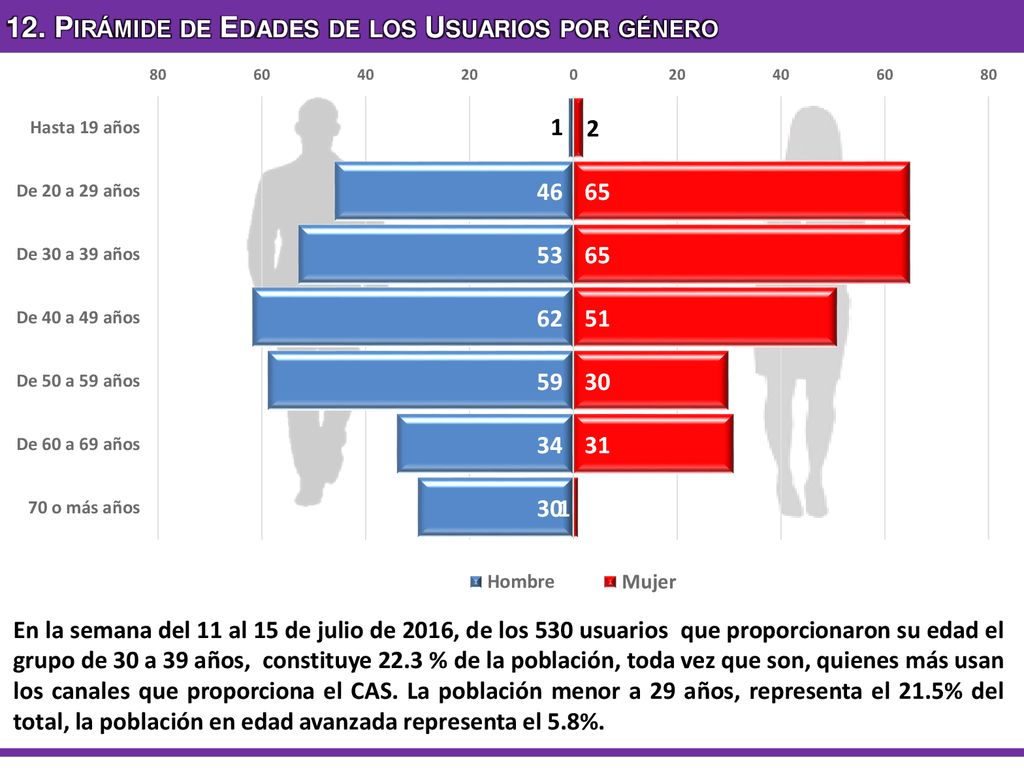 12. Pirámide de Edades de los Usuarios por género