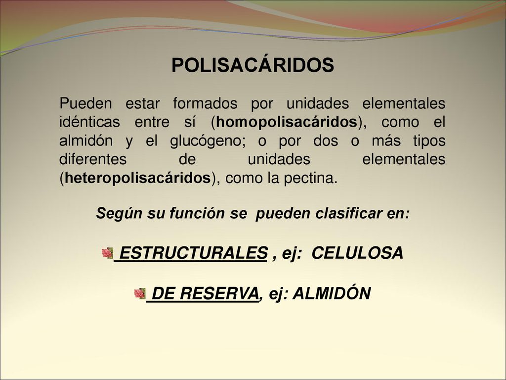 Según su función se pueden clasificar en: ESTRUCTURALES , ej: CELULOSA