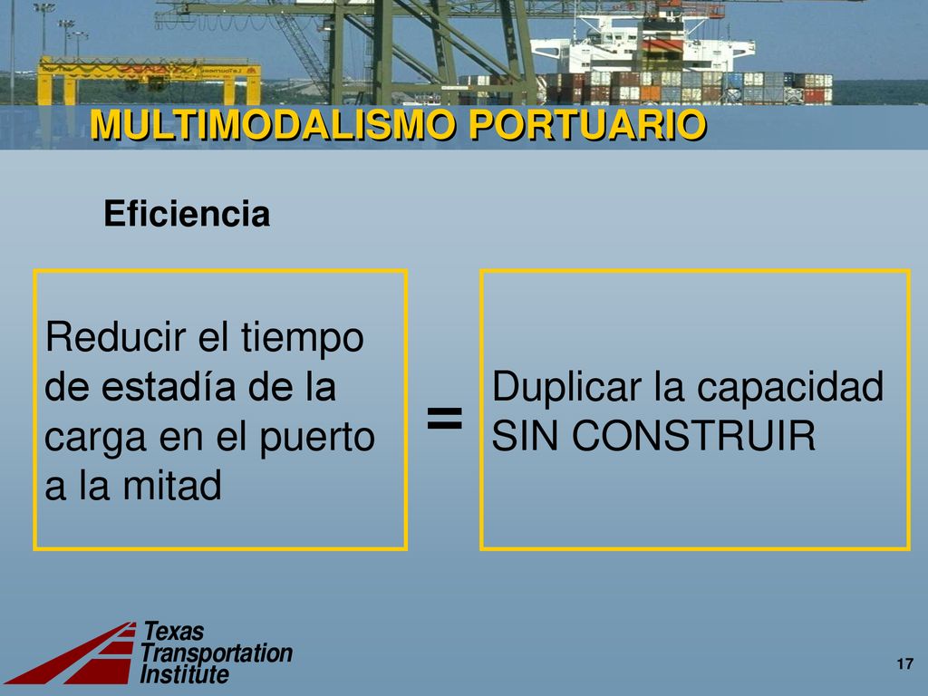 = Reducir el tiempo de estadía de la carga en el puerto a la mitad